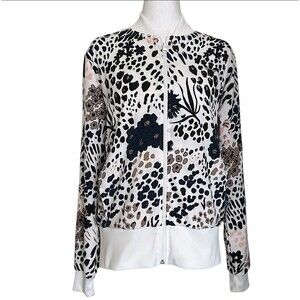Adidas Women’s Floral Animal Print Full Zip Track Jacket White Multicolor Size S